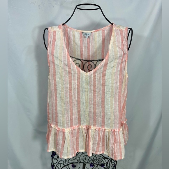 Rails Mira pink peplum linen blouse size XS - Picture 3 of 10